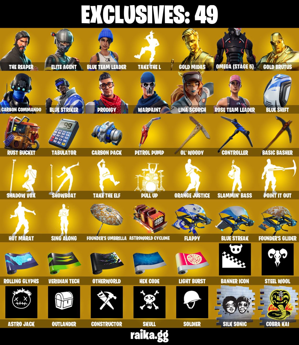 148 skins | OG STW | The Reaper Omega (stage 5) Gold Midas 450 VB