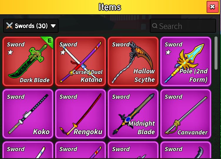 Conta de Blox Fruits completa com Dark blade, Storage e muitas frutas no inv