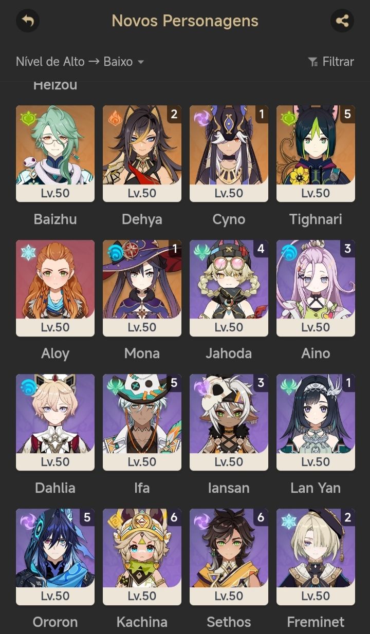 Conta Genshin AR 60 End Game, Conta Antiga + Personagens Meta