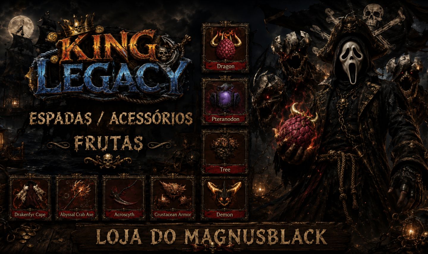 King Legacy FRUTAS/ESPADAS/ACESSÓRIOS (NÃO SÃO CONTAS)