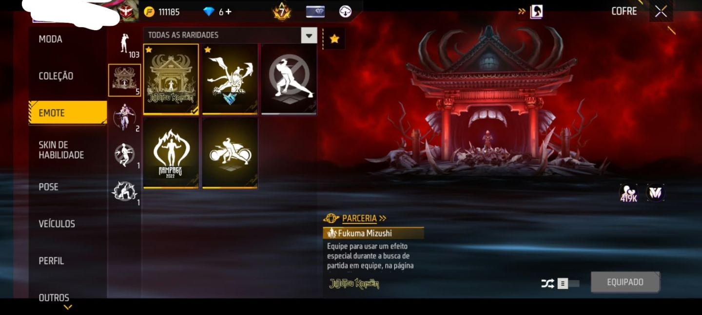 Conta Free Fire - PRIME 8 + RAGNAROK +600 Peitas (Recuperação ativa)