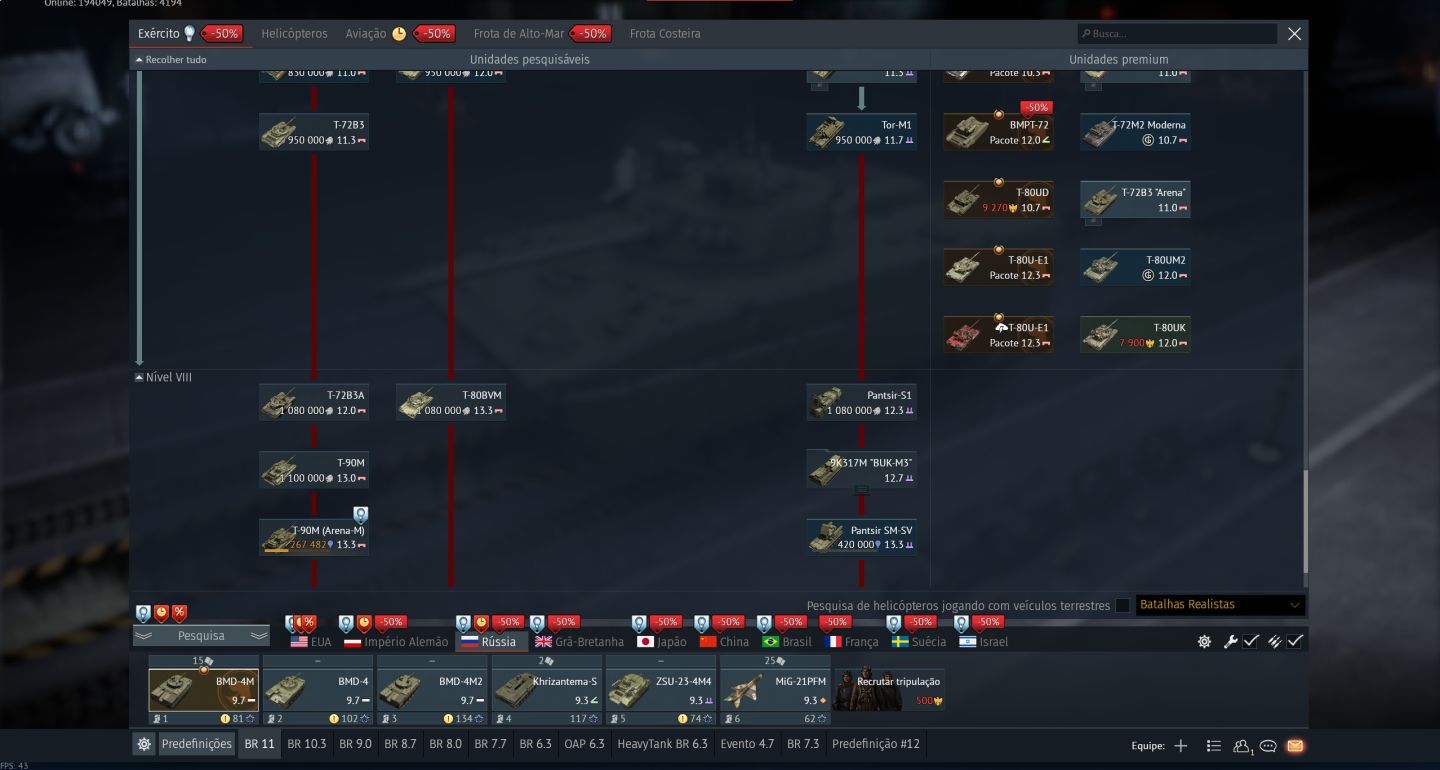 Conta Warthunder - Top Tier - Diversos veiculos Premium - Veiculos raros -