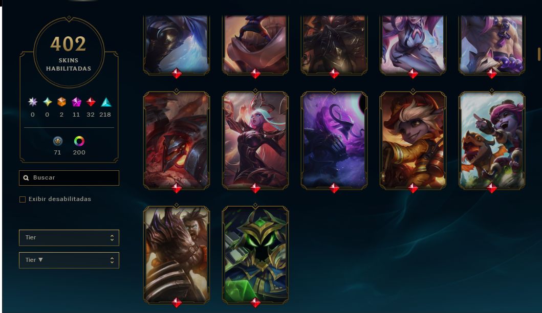 CONTA LOL +400 SKINS DIAMANTE (VALOR NEGOCIÁVEL) LEE E NAMI MITICOS