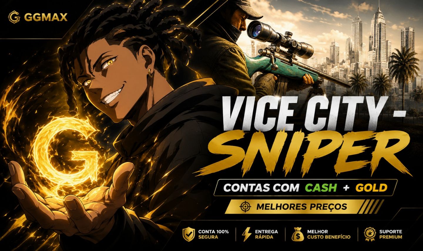 VICE CITY - SNIPER | CONTAS COM: CASH + GOLD | TOP VENDAS