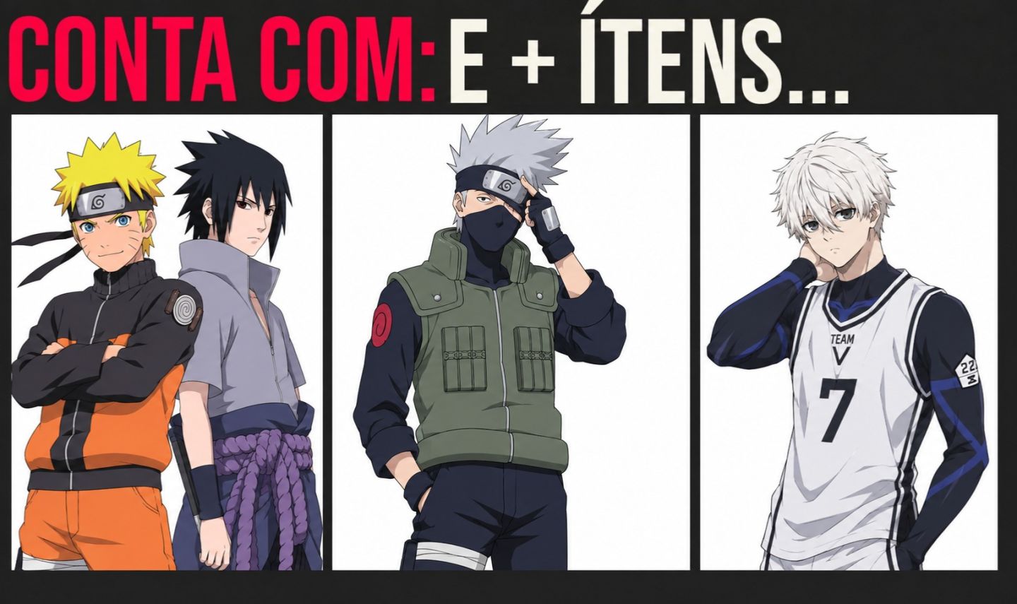 CONTAS FREE FIRE: SASUKE | NARUTO | PROMOÇÃO - ENTREGA AUTOMÁTICA