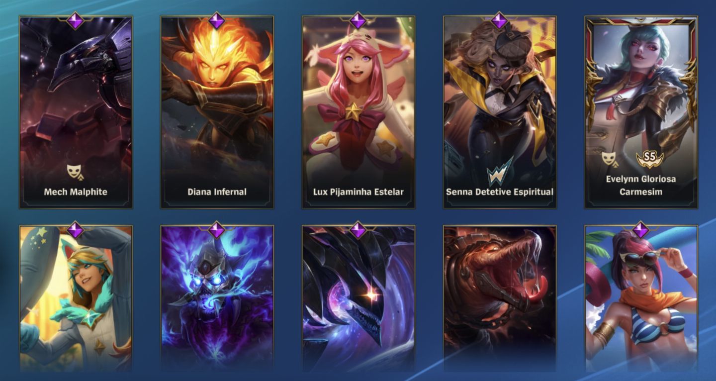 Conta wild rift com skins prestígio e lendárias.