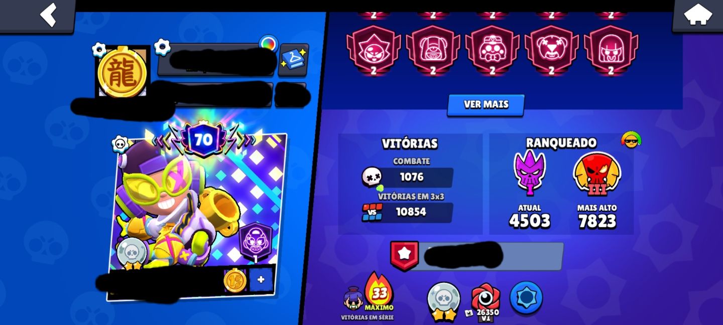 CONTA BRAWL STARS 93K+ TROFÉUS | 105 BRAWLERS | 49 HIPERCARGAS | 249 SKINS