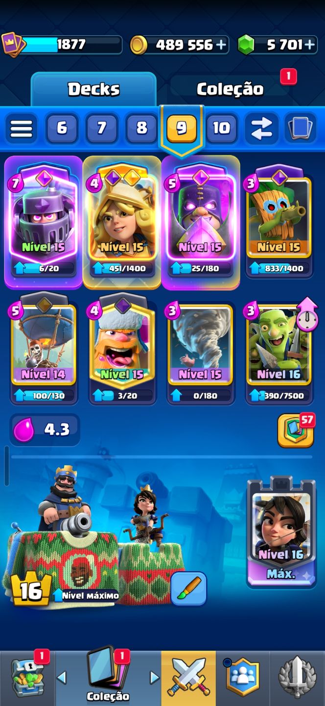 CONTA 2 EM 1! CLASH ROYALE FULL EVOSMÁXIMO+CLASH OF CLANSCV11 MAX5500+GEMAS
