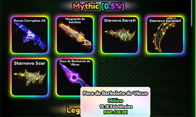 Hypershot Mythics ( 0.5% de chance de drop) Mais barato aqui.
