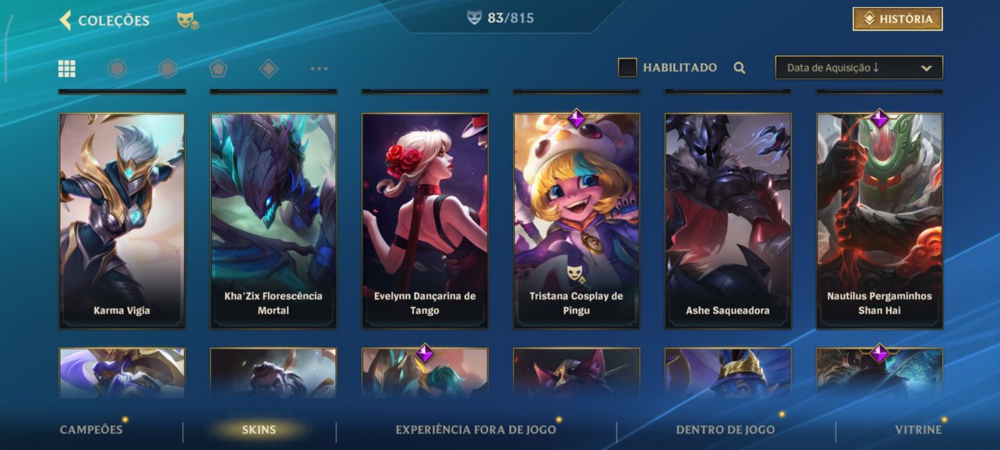 Conta lol com ótimas skins