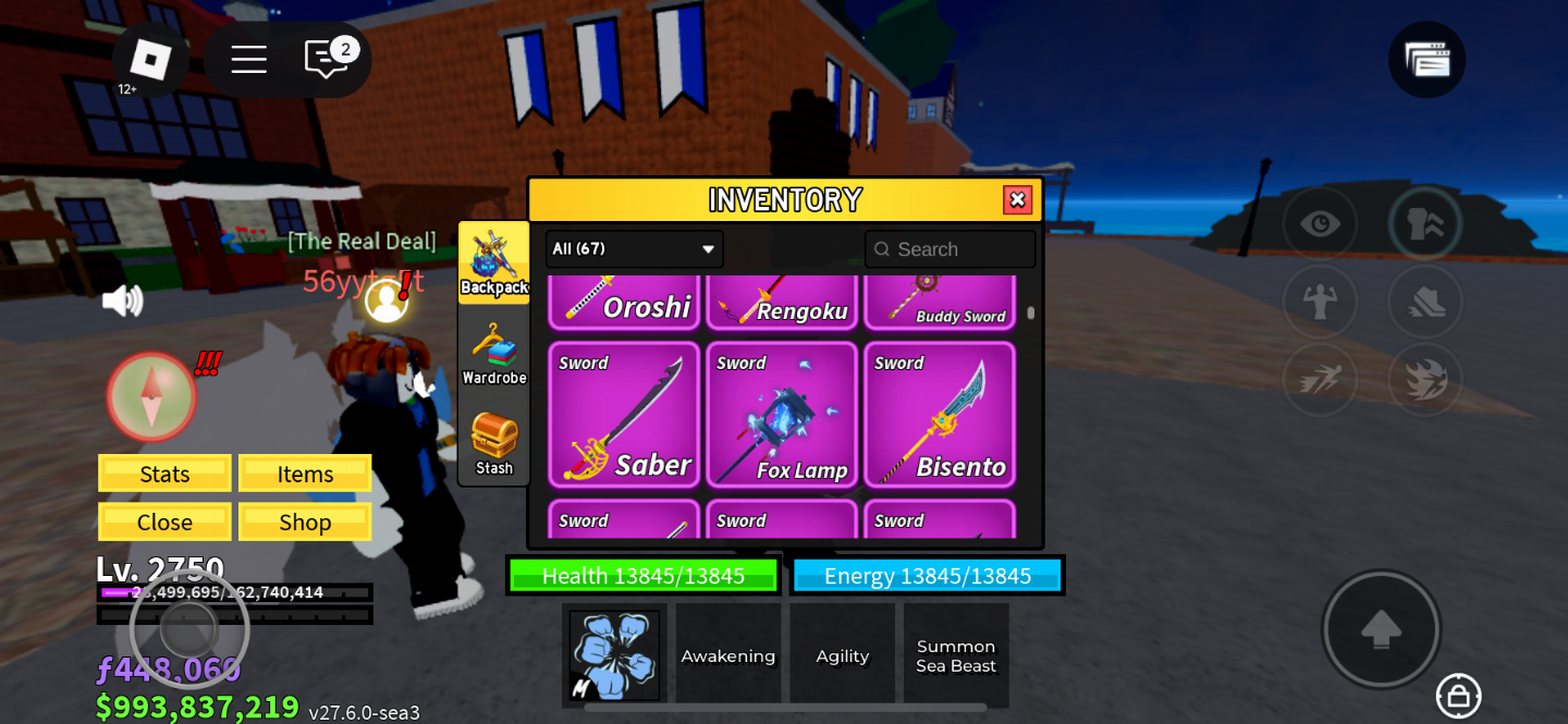CONTA BLOX FRUIT LVL MAX - SANGUIN ART+CDK+TTK+SG