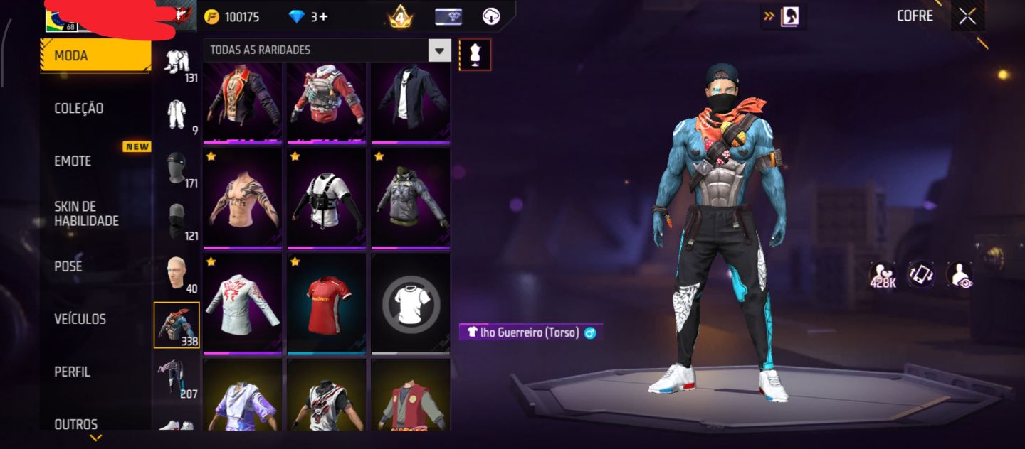 CONTA DE FREE FIRE COM 2 ANGÉLICAL AZUL E VERMELHA