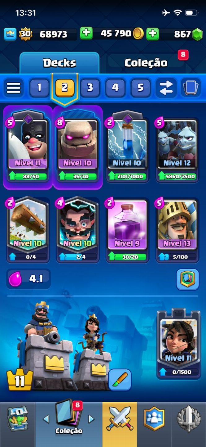 CONTA CLASH ROYALE NIVEL 30