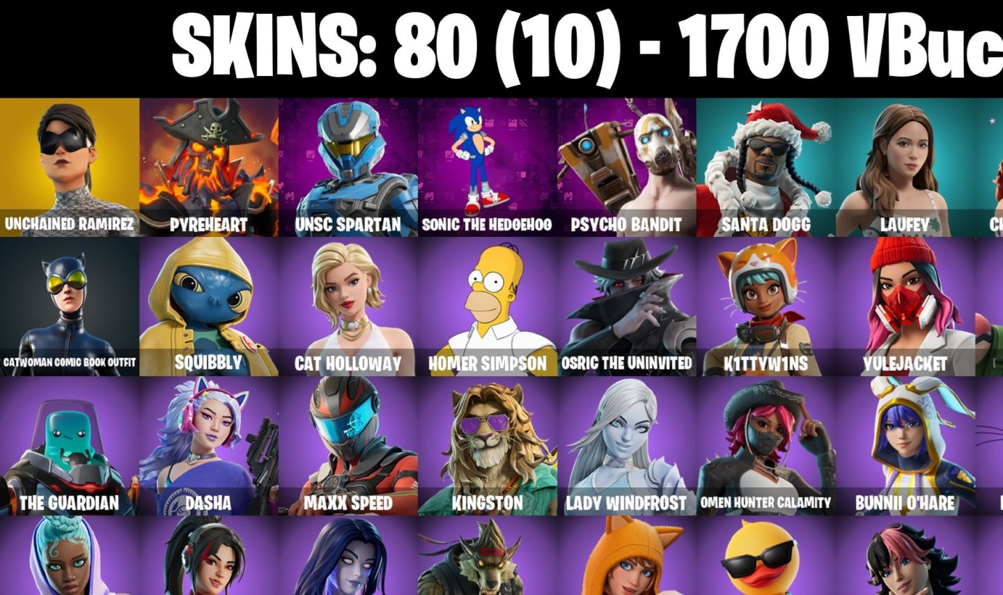 80 skins | Unchained Ramirez 1700 VBucks