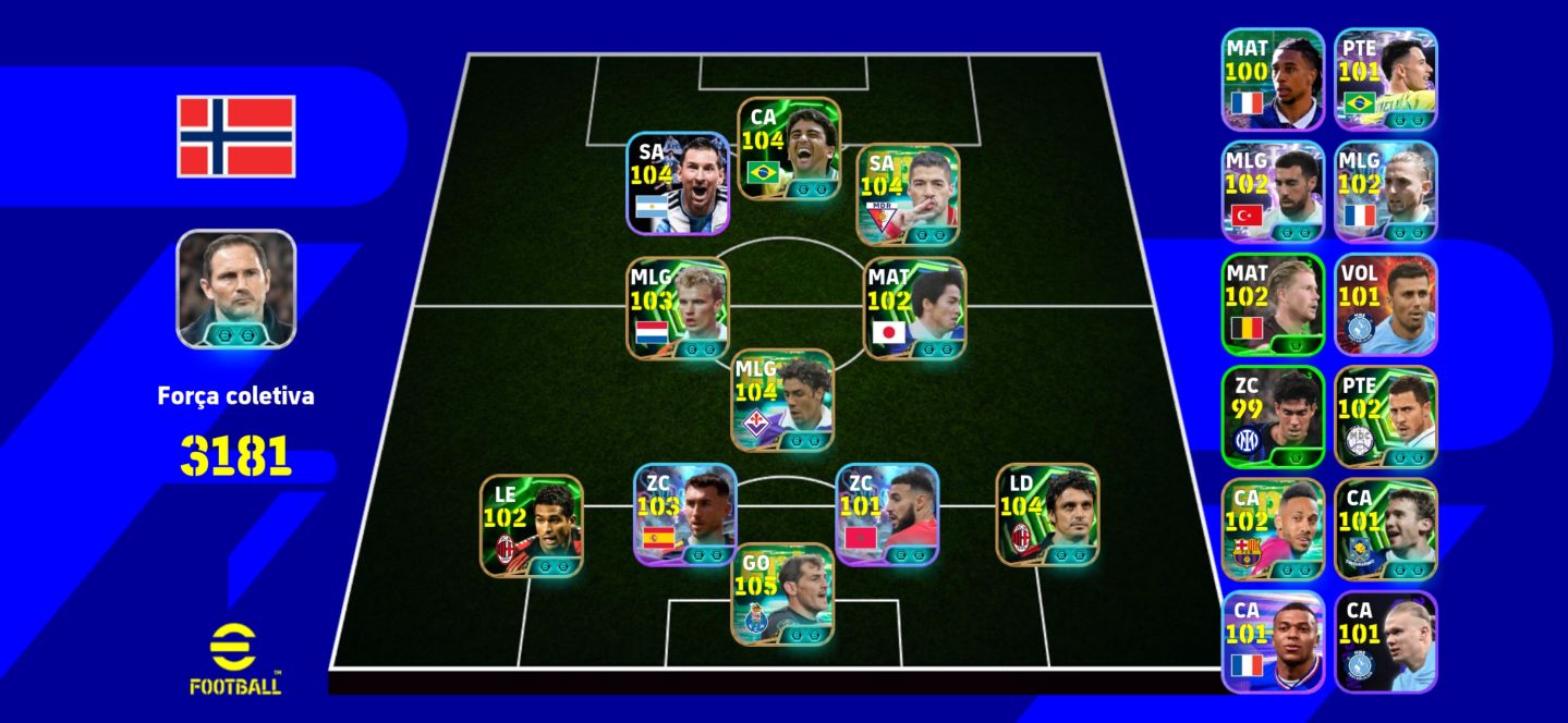 FULL BRAVA EFOOTBALL! FORÇA 3181 |MESSI 104|SUÁREZ 104|CASILLAS 105|BEBETO 104|