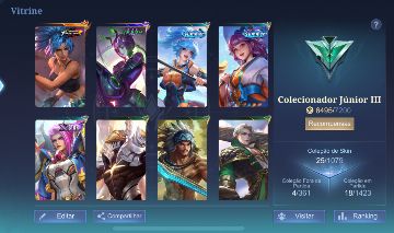 Conta smurf Mobile Legends com skin Kof Karina