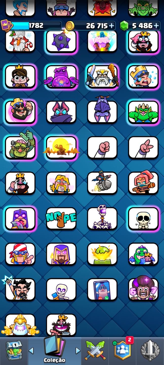 1782 COLEÇÃO | 21 EVO | 5486 GEMAS | 10832 | 91 EMOTES