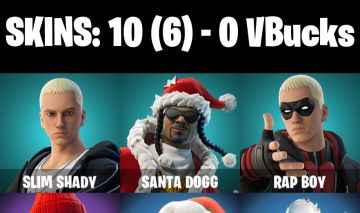 CONTA FORTNITE COM 10 SKINS SLIM SHADY/SANTA DOGG/RAP BOY/YULEJACKET/SIG