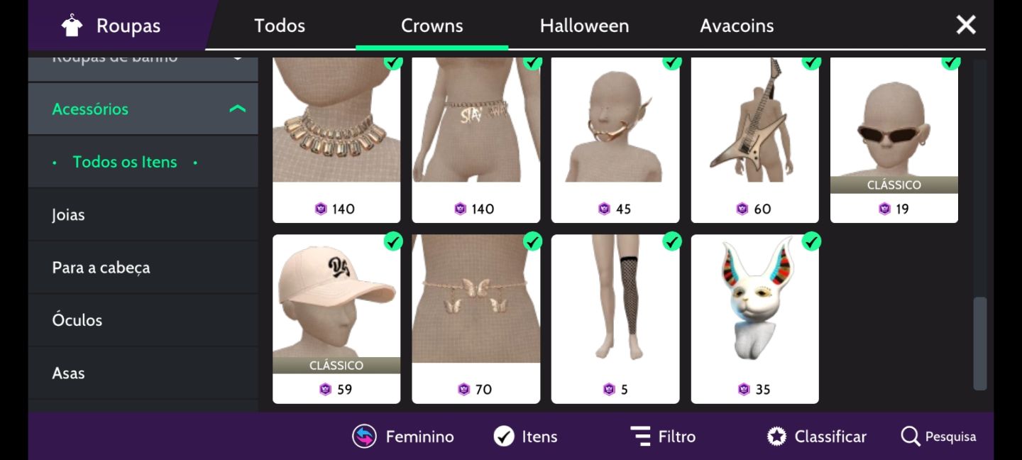 Conta avakin life. Level 53, 70k de Dima, vários itens em crowns.