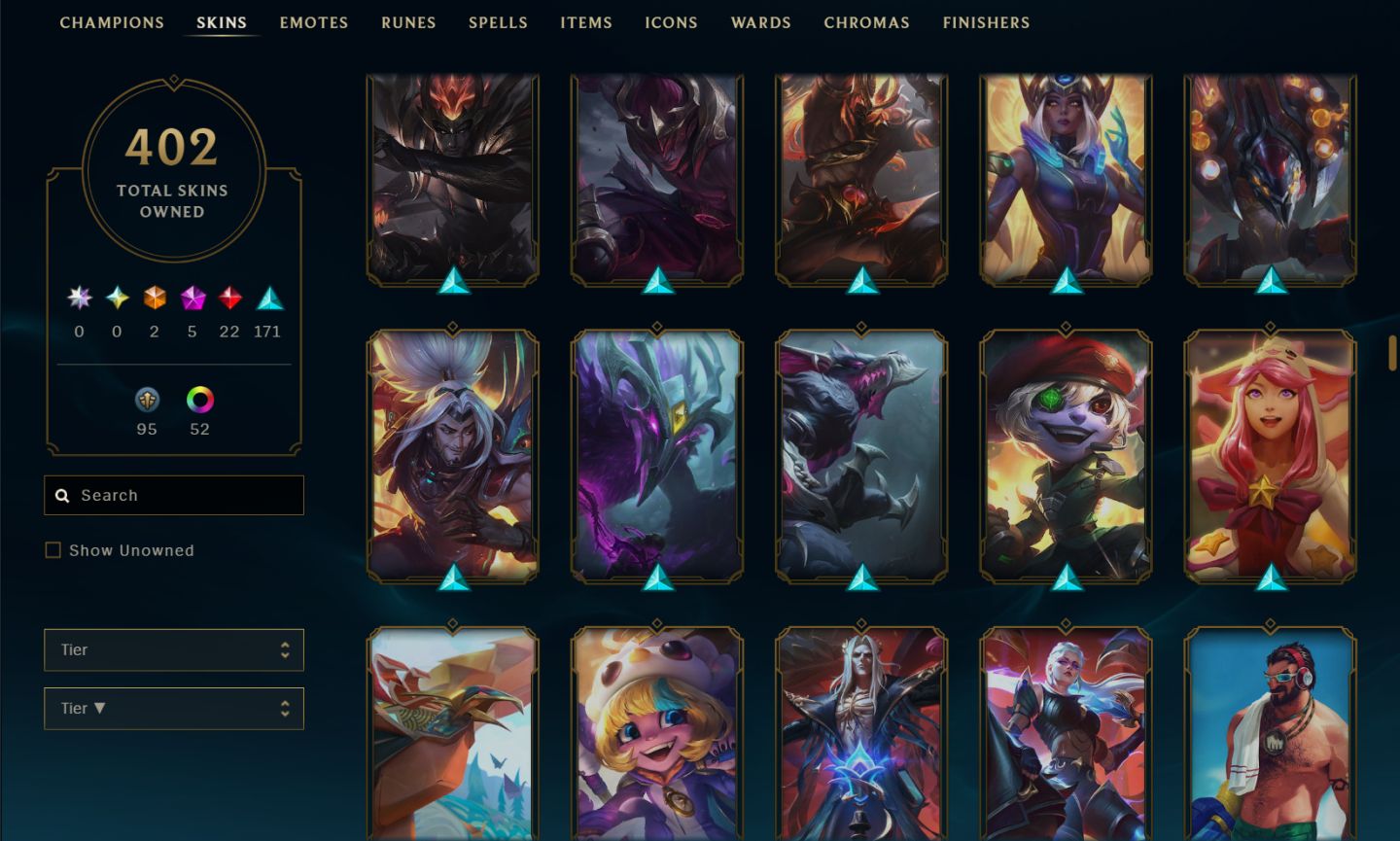 Conta League Of Legends, 402 skins +skins tft, emerald 3, Level 489
