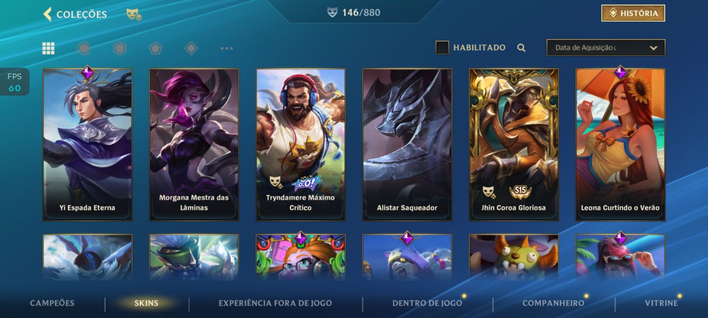 Conta LOL avançada, +100 skin, quase todos personagem