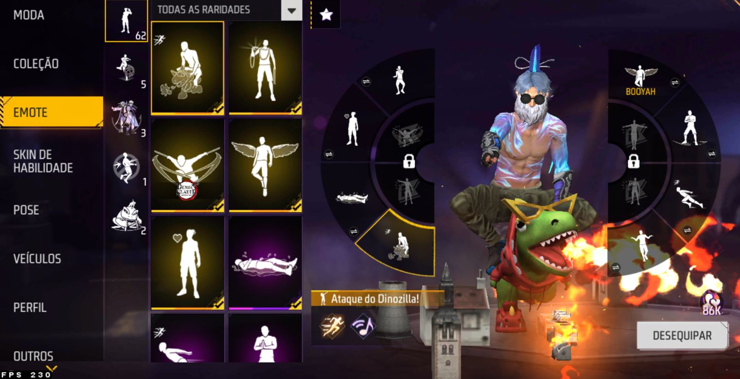 CONTA FREE FIRE PRIME 6 ITENS RAROS + EVOLUTIVAS