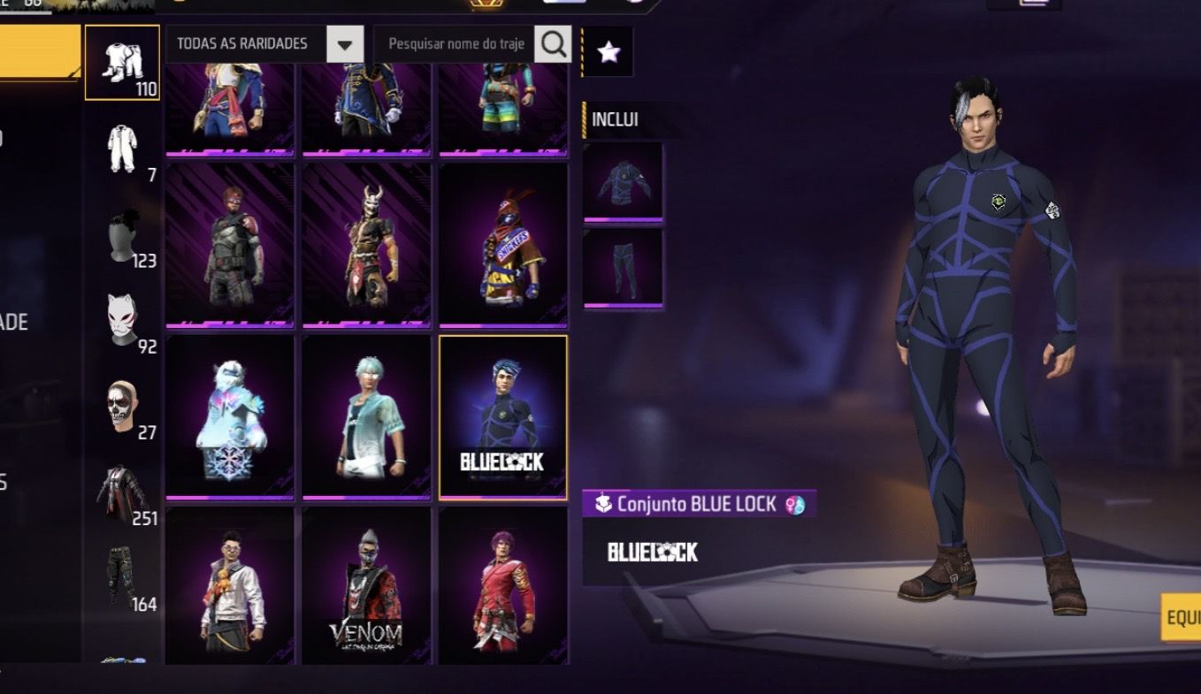 Conta de Free Fire gemada com punho e todas camisas de time