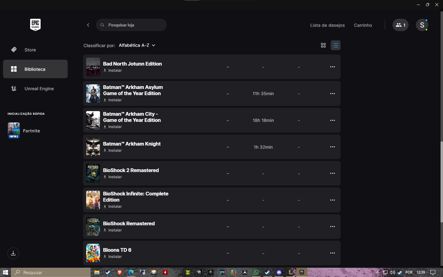 Conta Epic Games com varios jogos