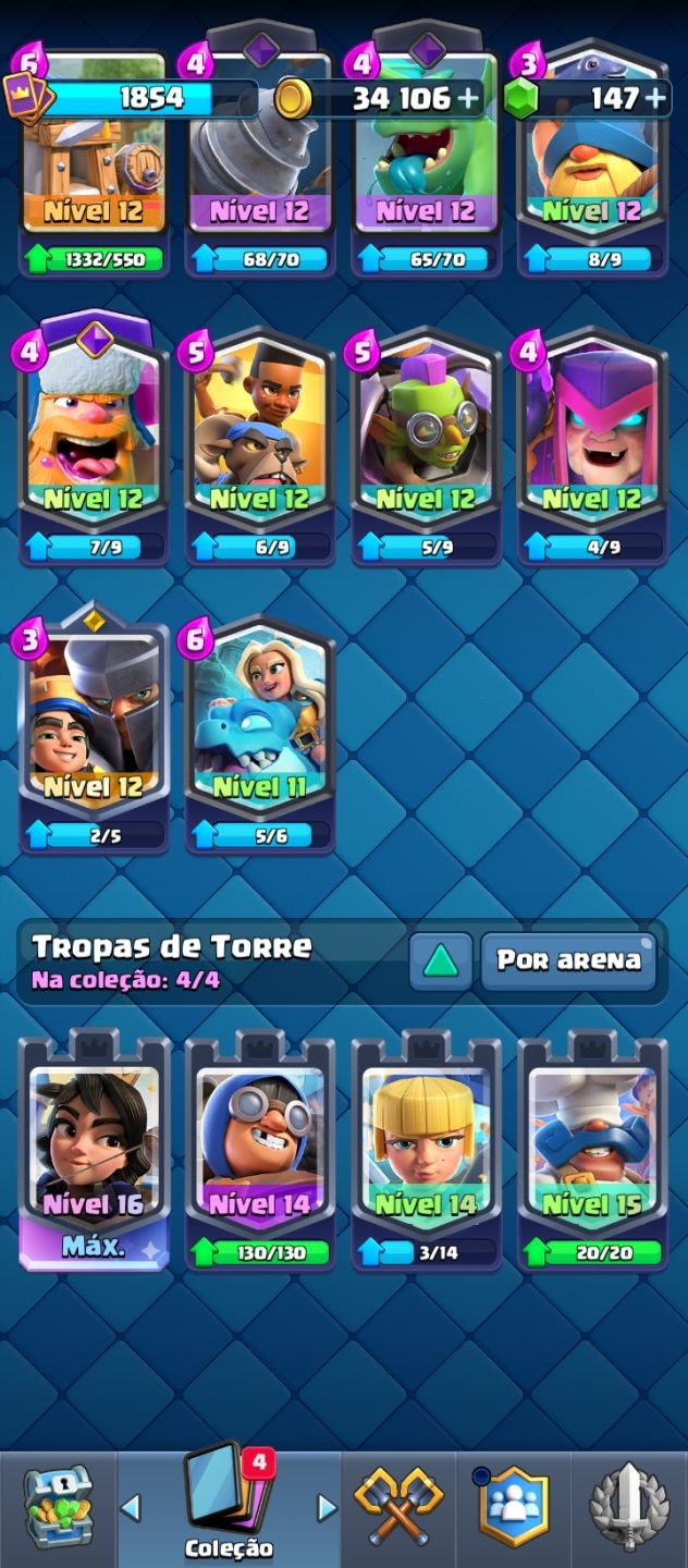 CONTA CLASH ROYALE NÍVEL 16 | 9 CARTAS LVL 16 | 13K TROFÉUS | ARENA 31 | 185 EMO