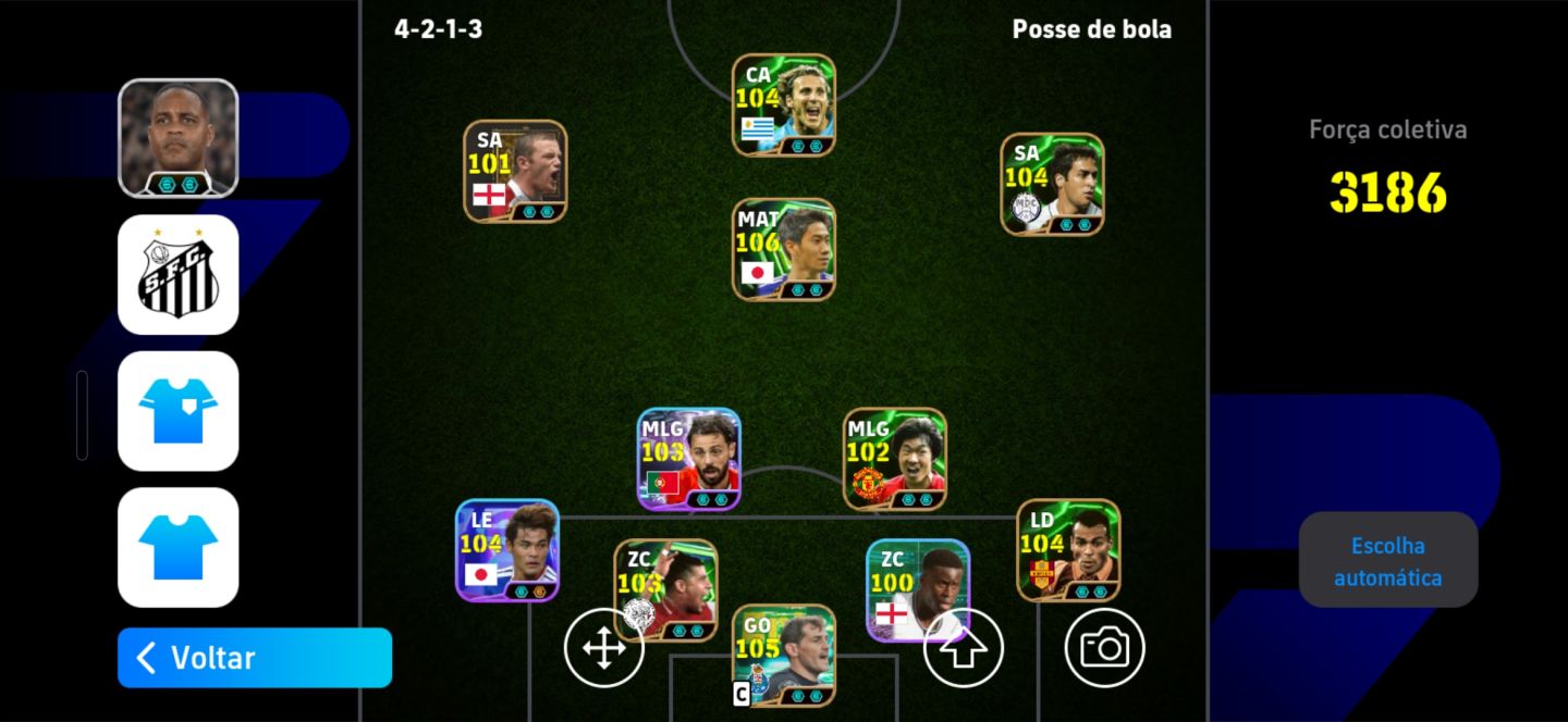 Conta Efootball Com 3186 de força e kagawa, forlan e raúl.