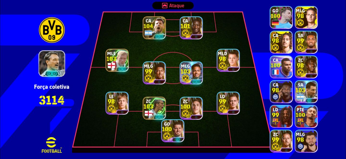 CONTA EFOOTBALL COM PACK DO BORUSSIA DORTMUND | AGUERO | CARRAGHER