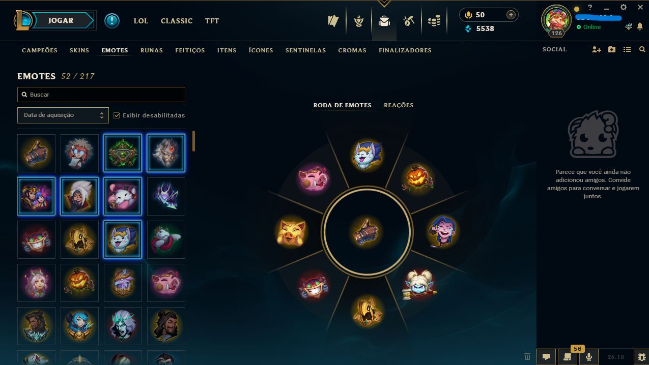 CONTA LOL LVL 126 | 81 SKINS | 119 ÍCONES