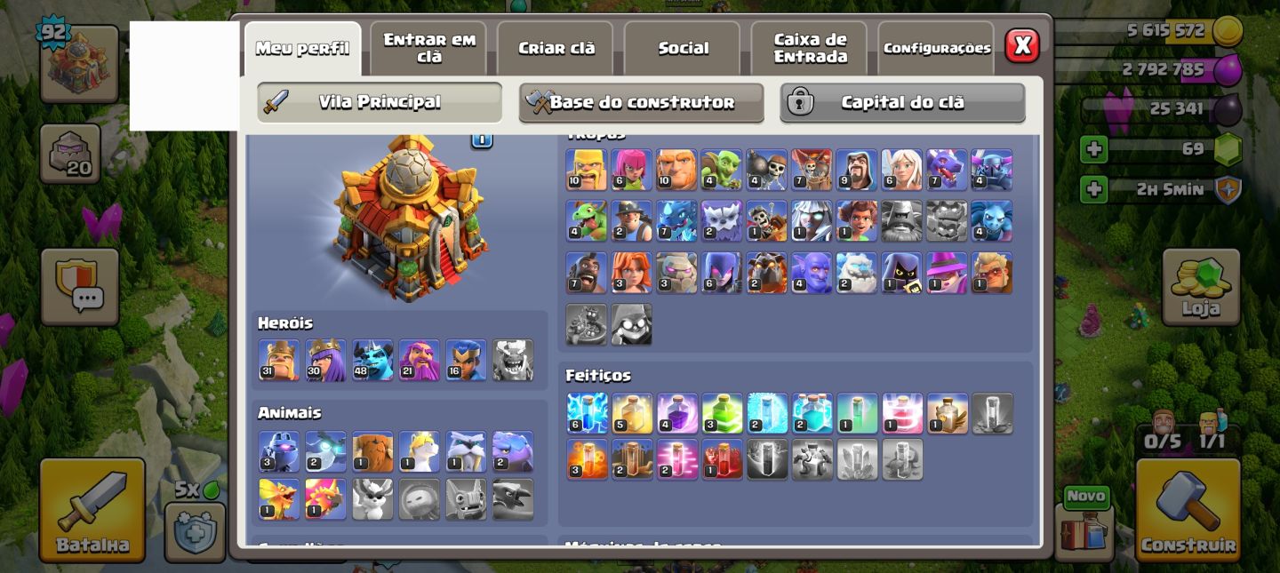 CONTA CLASH OF CLANS RUCHADA level 90 com 5 construtor e tropas evoluídas