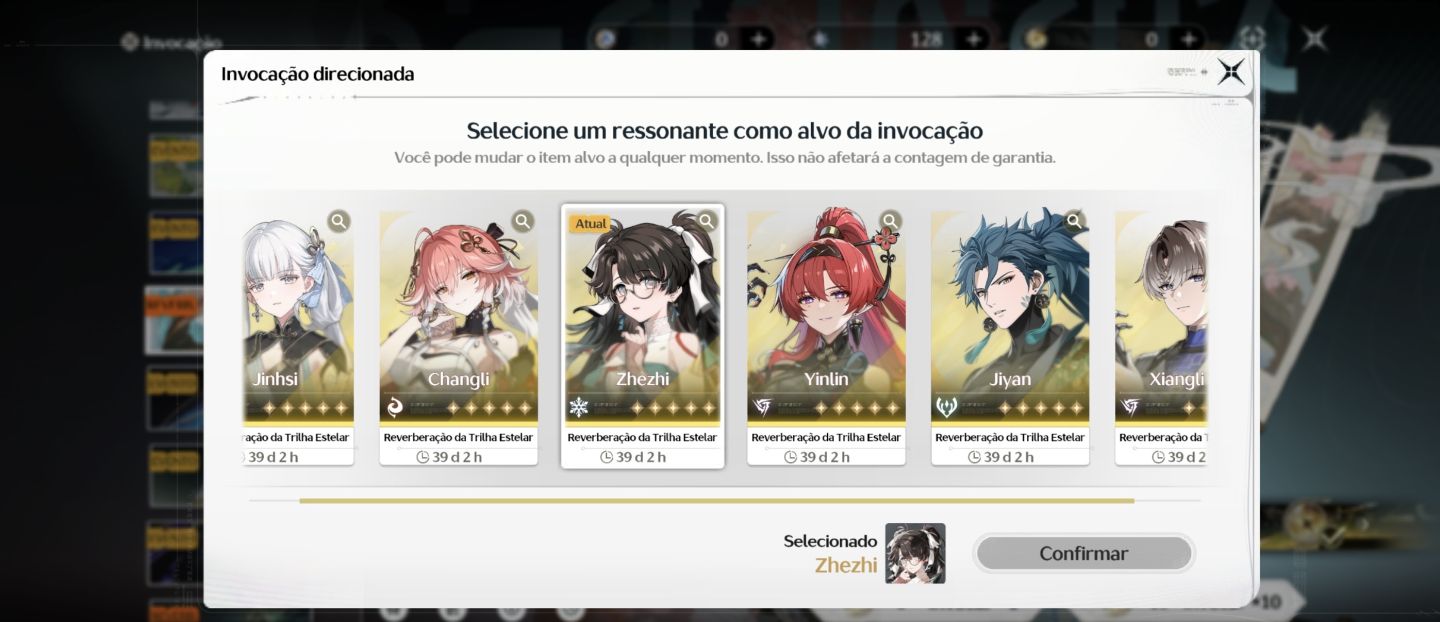 Conta rank 50: Jinhsi+arma, Changli, Zhezhi, Yinlin+arma, Jiyan+arma, Xiangli+ar