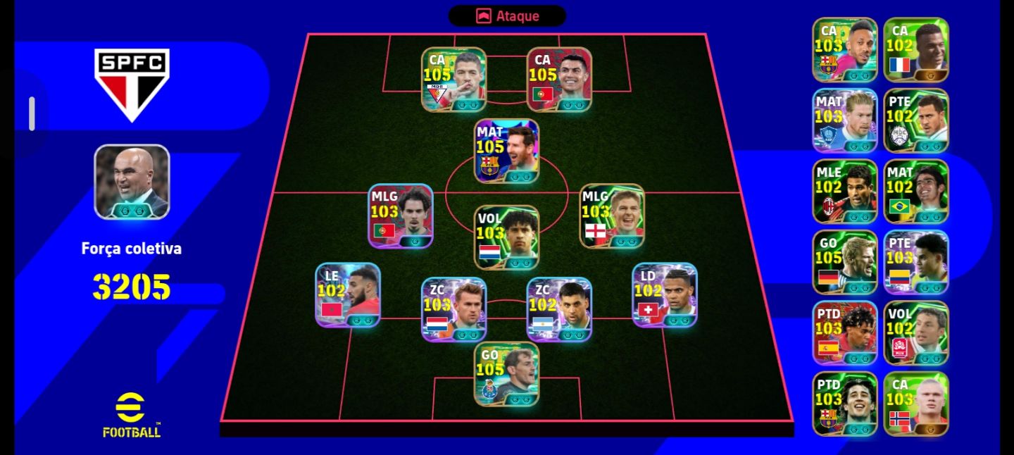 CONTA DE EFOOTBALL MOBILE BOA PRA INICIAR COM CR7 E MESSI DOS PACK