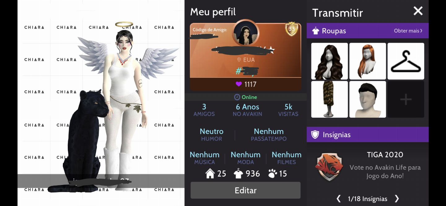 Conta Avakin Life Feminina, Level 33, +900 roupas