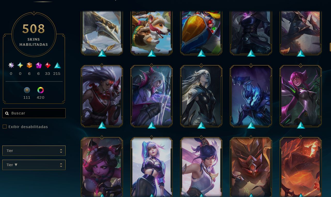 Conta League of Legends MMR MESTRE COM 508 SKINS RARAS