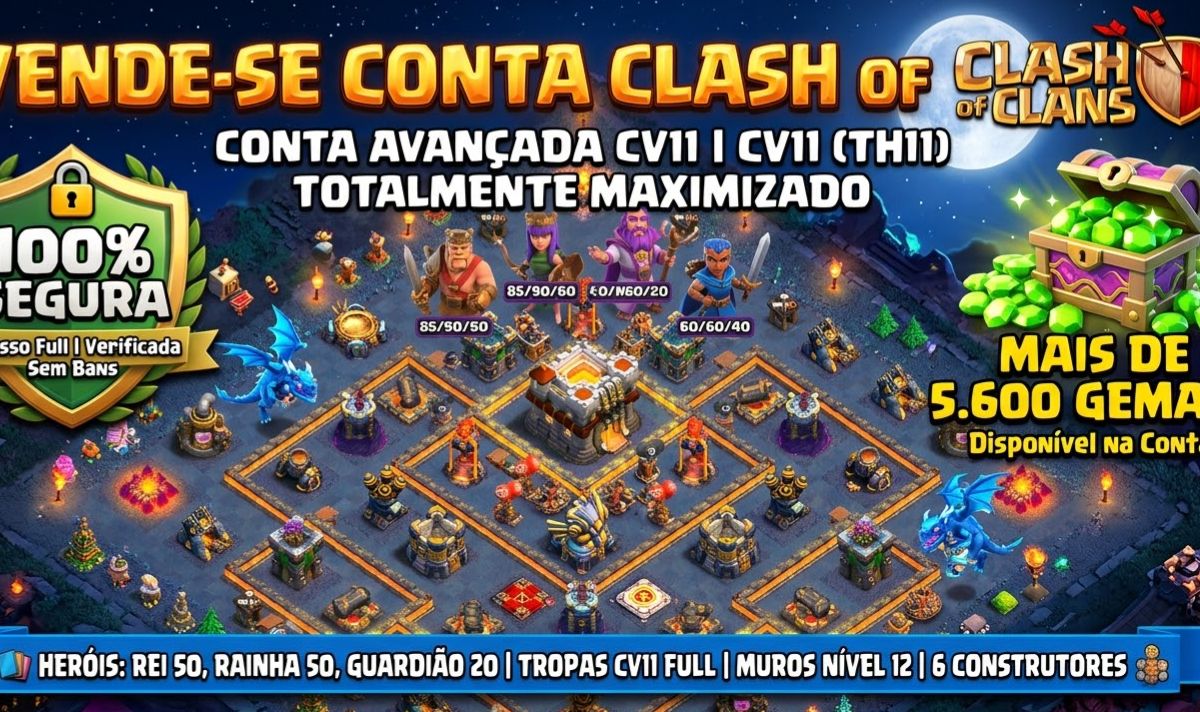 CONTA CLASH OF CLANS CV 11 FULL NV 112 + 5.600 GEMAS