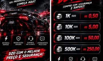 DZO DRIVE ZONE ONLINE 1K DZO R$0,50 | 10K R$5 | 100K R$50 | 500K