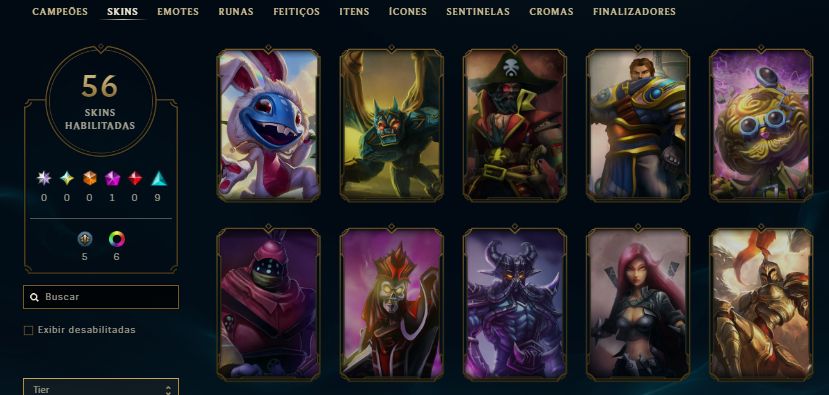 CONTA PLATINA / VEIGAR CRIPTA DE MAGMA / KHAZIX ESTRELA NEGRA / 16 SKINS /14KEA