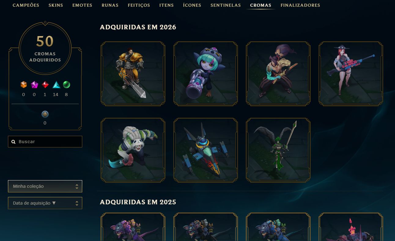 Conta League Of Legends 163 Skins/Ultimo elo platina/pode Troca a Senha e email