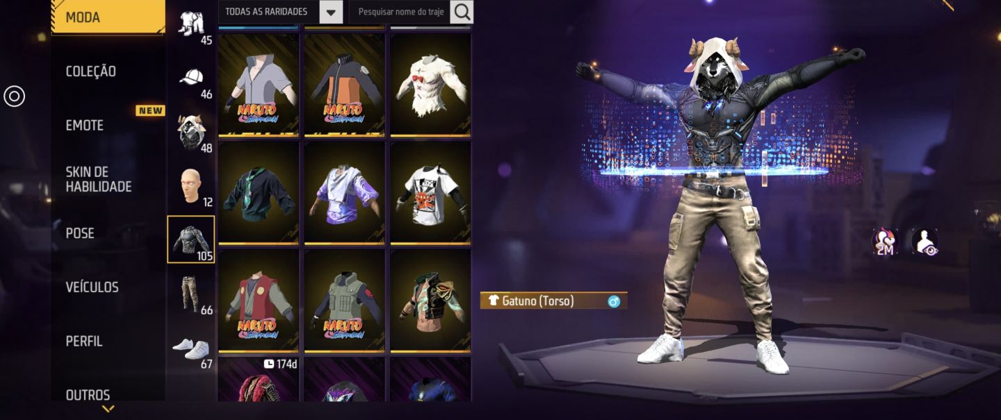 CONTA DE FREE FIRE NARUTO E SASUKE