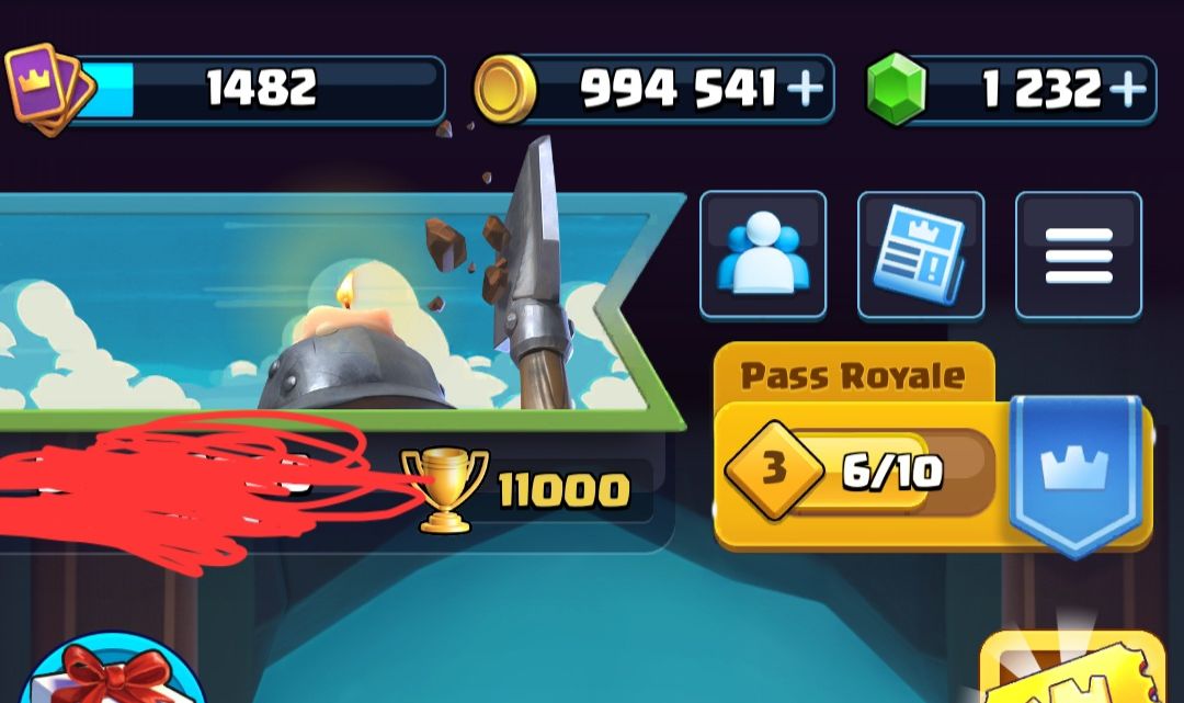CONTA CLASH ROYALE 11K TROFÉUS! NÍVEL 1482, 122/123 CARTAS, 3 EVOS