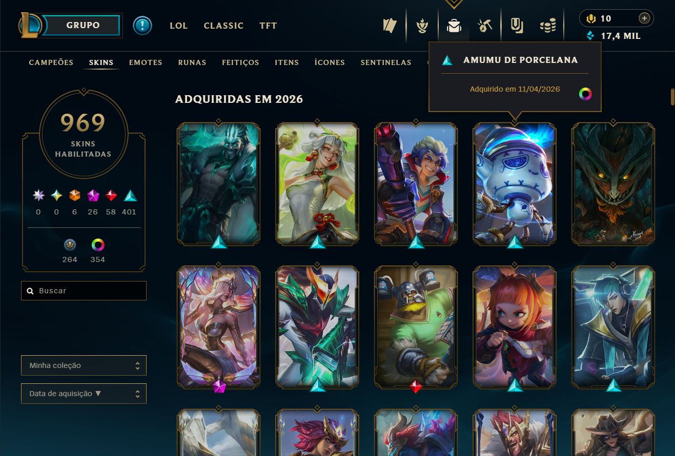 CONTA LOL DE 2013 COM 969 SKINS ELO ATUAL ESMERALDA BAIXEI PRA SAIR HOJE