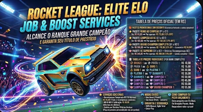 ELOBOOST ROCKET LEAGUE | RANK ATÉ GC, PACOTES & REWARDS