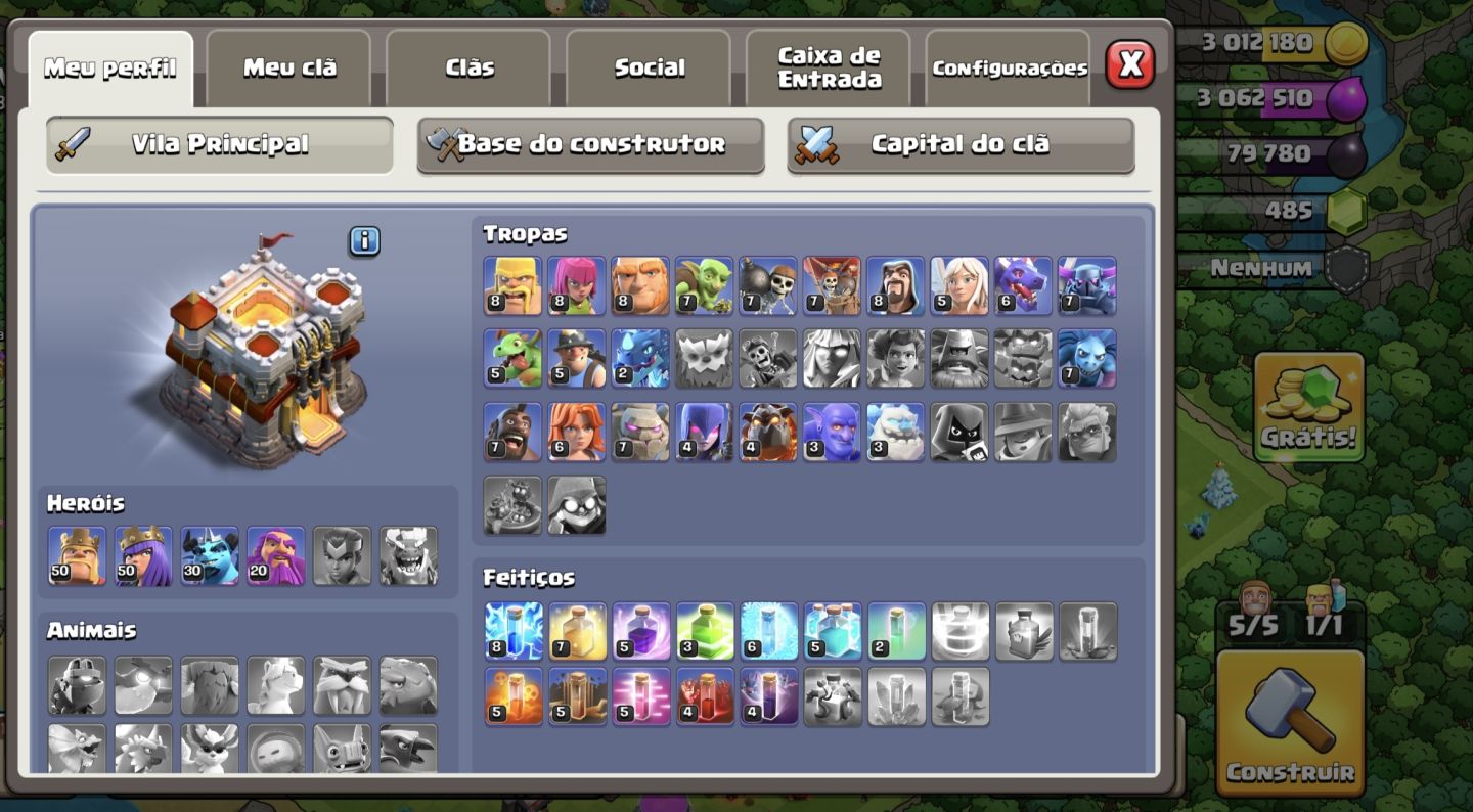 Conta de clash of clã cv11 Full no máximo, cheio de itens mágicos