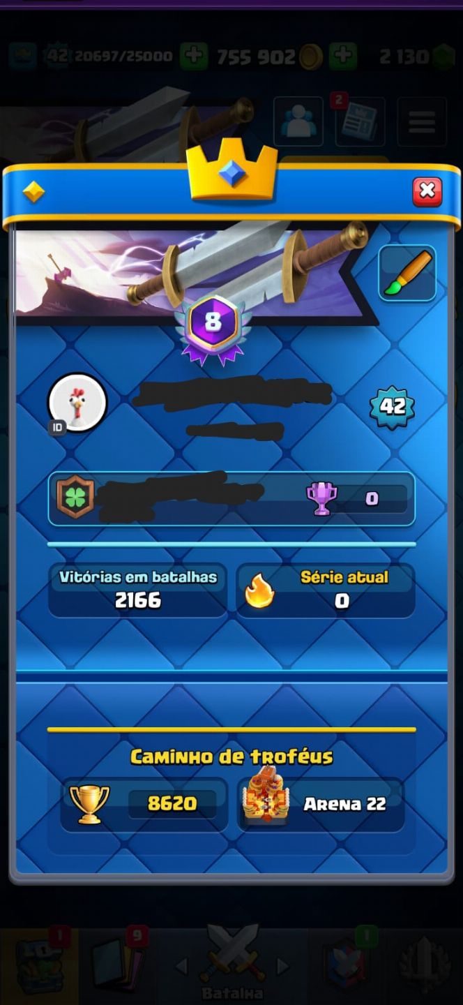 Conta Clash Royale 8620 Troféus Antiga(2017)