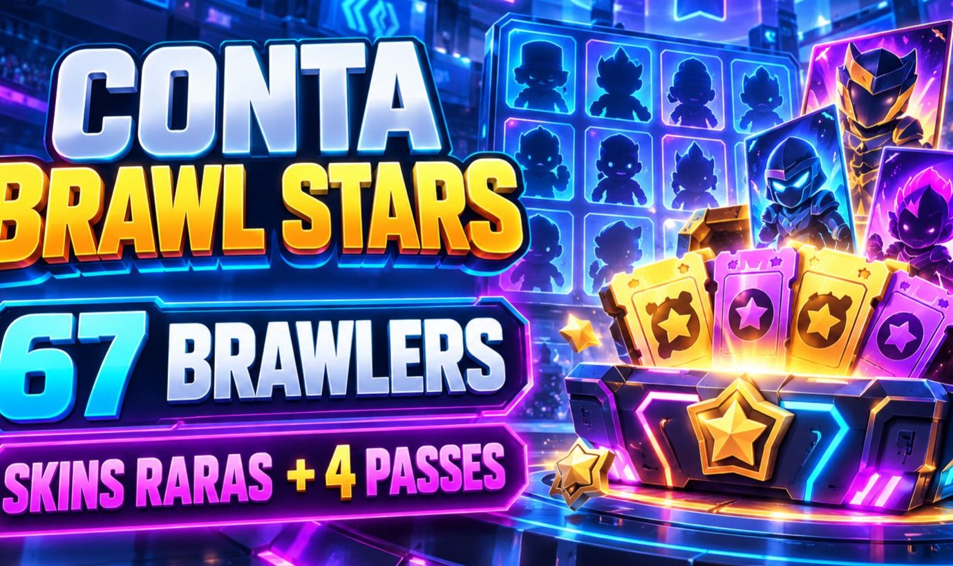 Conta Brawl Stars | 67 Brawlers | Skins Raras + 4 Passes