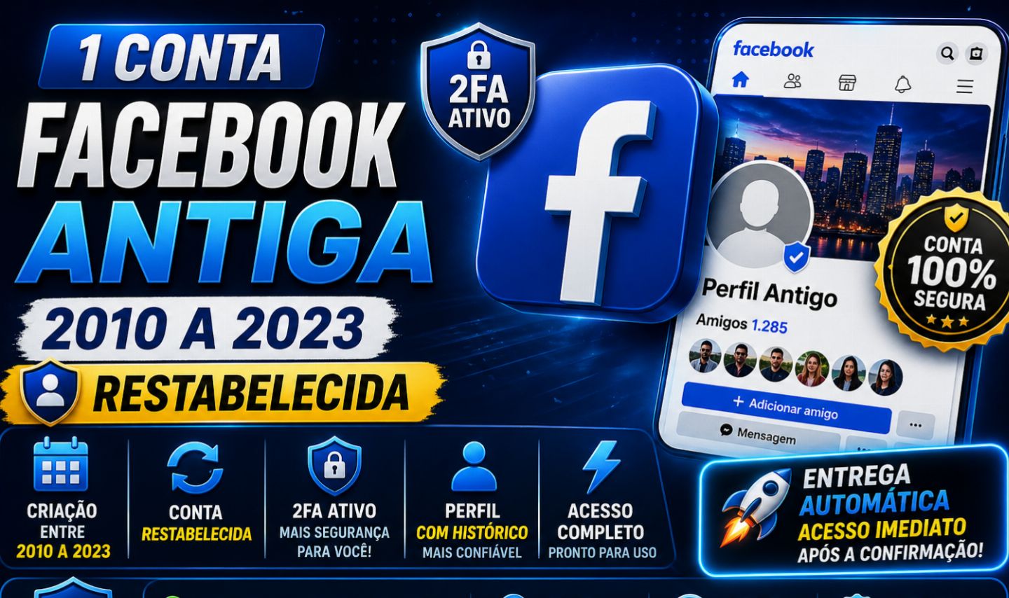 Conta Facebook Antiga (2010-2023) | Restabelecida | Sem documento Verificado