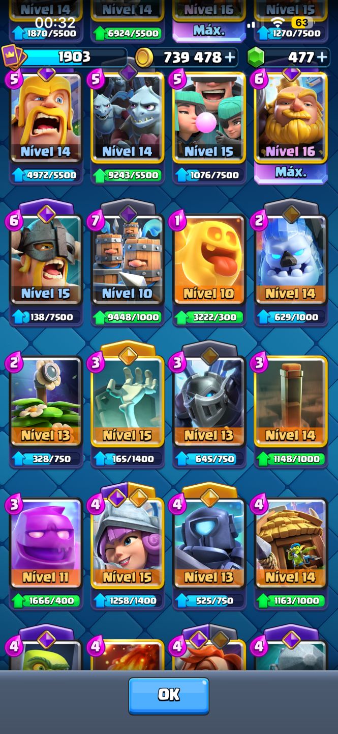 Conta de Clash Royale com 34 evoluções